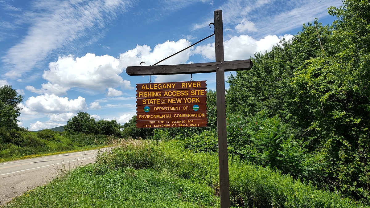 Sign by the road of Allegany boat launch