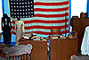 Old desk, outfits and american flag