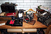 antique sewing machine, typewriter and other equipment